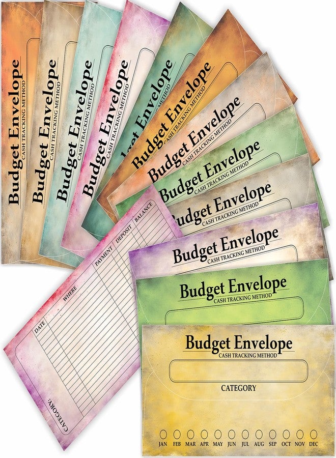 PARTH IMPEX 120 Pack Vintage Budget Envelopes for Cash, Budgeting Tracker Binder, Money Saving Challenge, Great for Money Management, Cash Stuffing and Savings Organizer 3.5" x 7" in 12 Color - Image 1