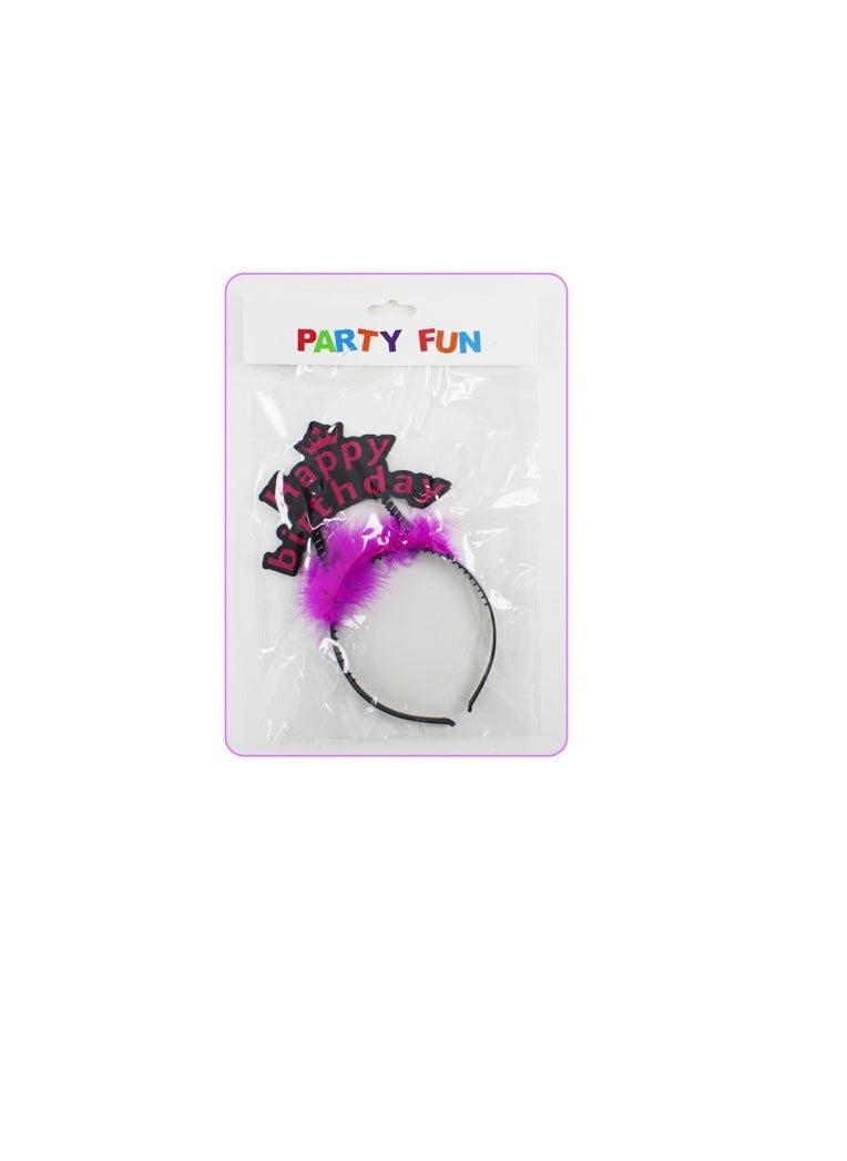 PARTY FUN - Happy Birthday Tiara Dark Pink Color 1Pcs Card - Image 1