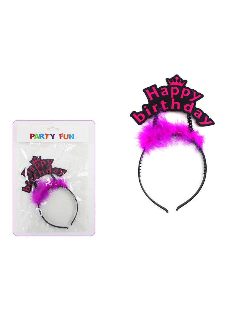PARTY FUN - Happy Birthday Tiara Dark Pink Color 1Pcs Card - Image 1