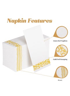 DOUGEI 50 Pieces Disposable Cloth Like Napkins, Built-in Flatware Pocket, Wedding Party Linen Feel White Napkin, Prefolded for Silverware  - Image 2