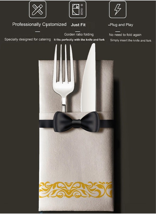 DOUGEI - 50 Pieces Disposable Cloth Like Napkins, Built-in Flatware Pocket, Wedding Party Linen Feel White Napkin, Prefolded for Silverware - Image 1