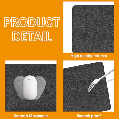 Anpuimult Large Felt Desk mat 36x12 inches, with Non-Slip Full Desk Mouse Pad,Office Computer Desk Mat for Keyboard,Felt Desk Mat for Desk Pad Protector (Dark Gray) - Image 4