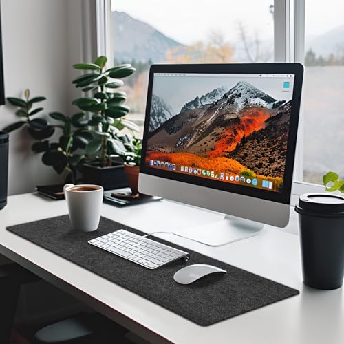 Anpuimult Large Felt Desk mat 36x12 inches, with Non-Slip Full Desk Mouse Pad,Office Computer Desk Mat for Keyboard,Felt Desk Mat for Desk Pad Protector (Dark Gray) - Image 3