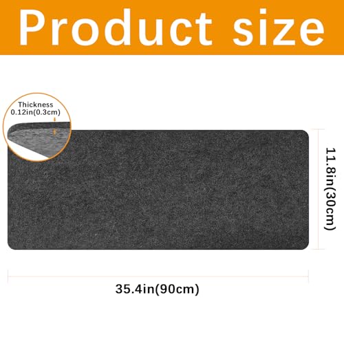 Anpuimult Large Felt Desk mat 36x12 inches, with Non-Slip Full Desk Mouse Pad,Office Computer Desk Mat for Keyboard,Felt Desk Mat for Desk Pad Protector (Dark Gray) - Image 2