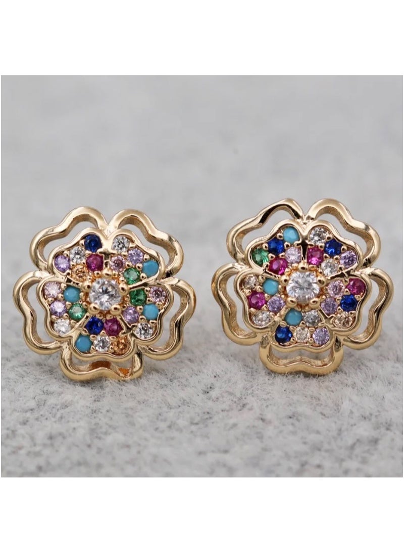 Dangle Charms Elegant & High Quality 18k Gold Plated Earrings For Women  - Image 1