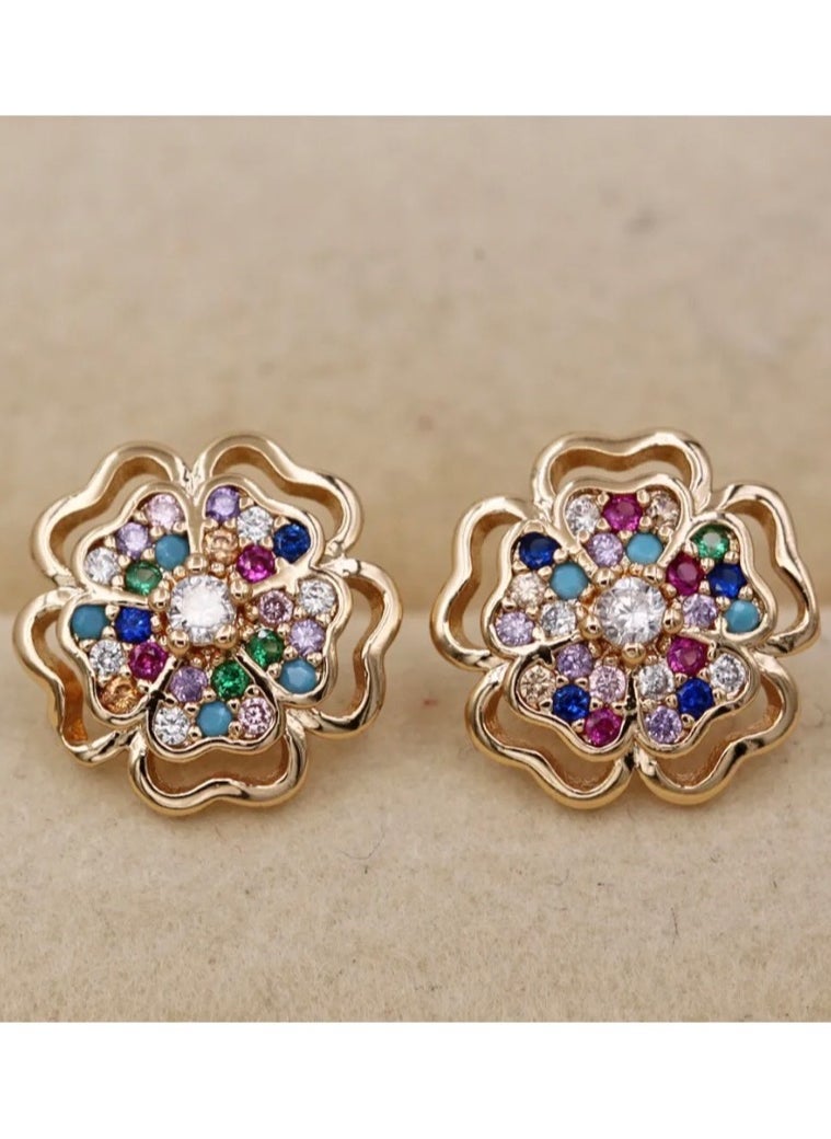 Dangle Charms Elegant & High Quality 18k Gold Plated Earrings For Women  - Image 3
