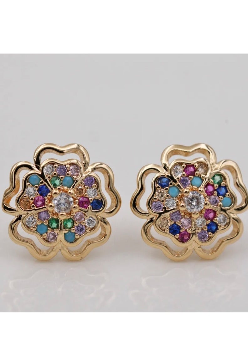 Dangle Charms Elegant & High Quality 18k Gold Plated Earrings For Women  - Image 4
