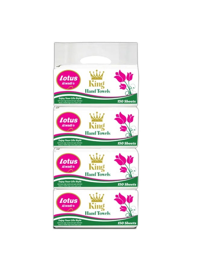 Lotus Alwadi King Interfold Hand Tissue 1 Ply Pack Of 4 150 Sheets - Image 2
