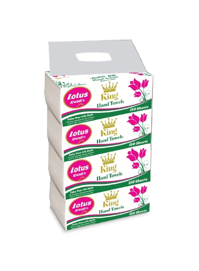 Lotus Alwadi King Interfold Hand Tissue 1 Ply Pack Of 4 150 Sheets - Image 3
