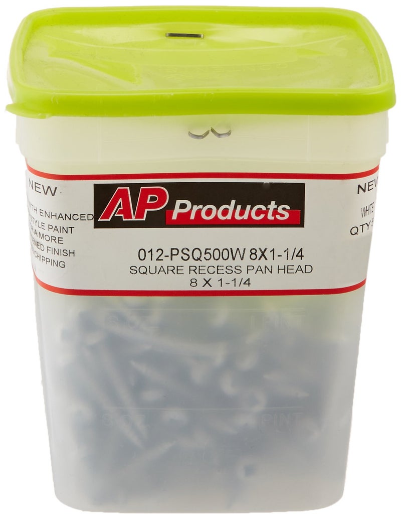 AP Products 012-PSQ500 W 8 X 1-1/4 White Pan Head Square Recess Screw - Pack of 500 - Image 3
