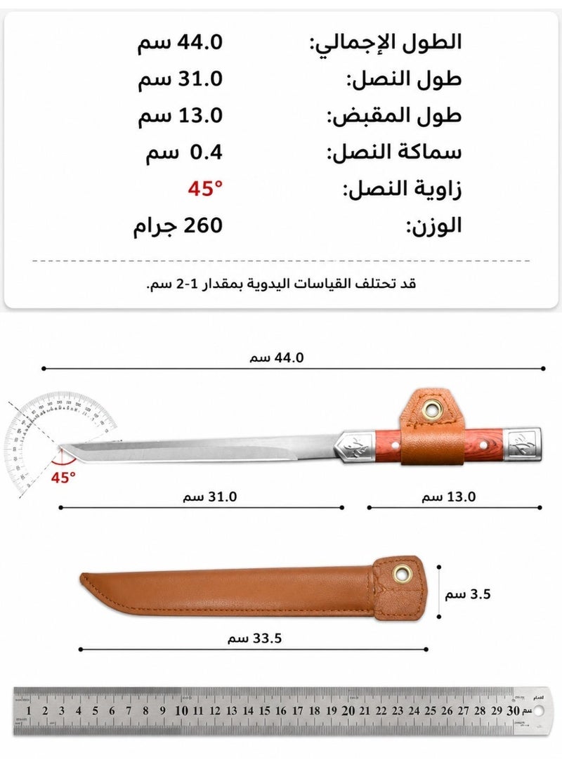Portable Multifunctional Kitchen Knife with Wooden Texture Handle - Stainless Steel Blade Knife with Peeling Hook & Shredding Function, Camping Cooking Knife with Storage Case - Image 5