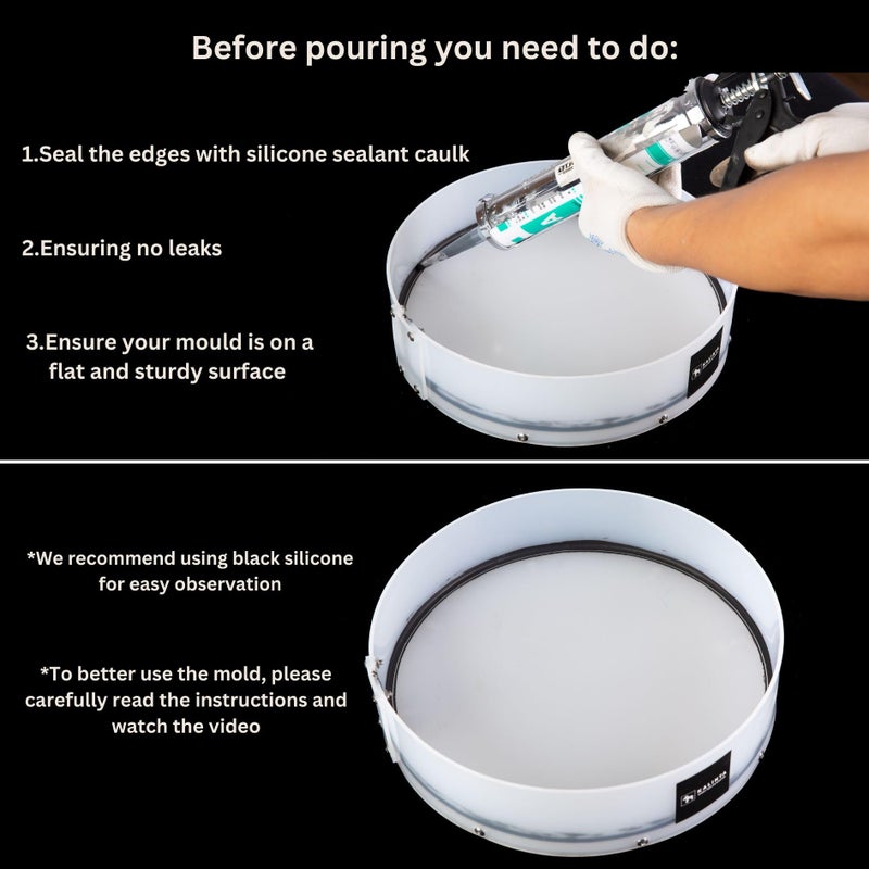 Kalinta Resin Mold Large No Seal Round Deep -Kalinta 16inch Reusable Epoxy Round Molds for Resin Clock, Serving Tray Board, End Tableï¼ŒFloral Preservation Bouquet - Image 4