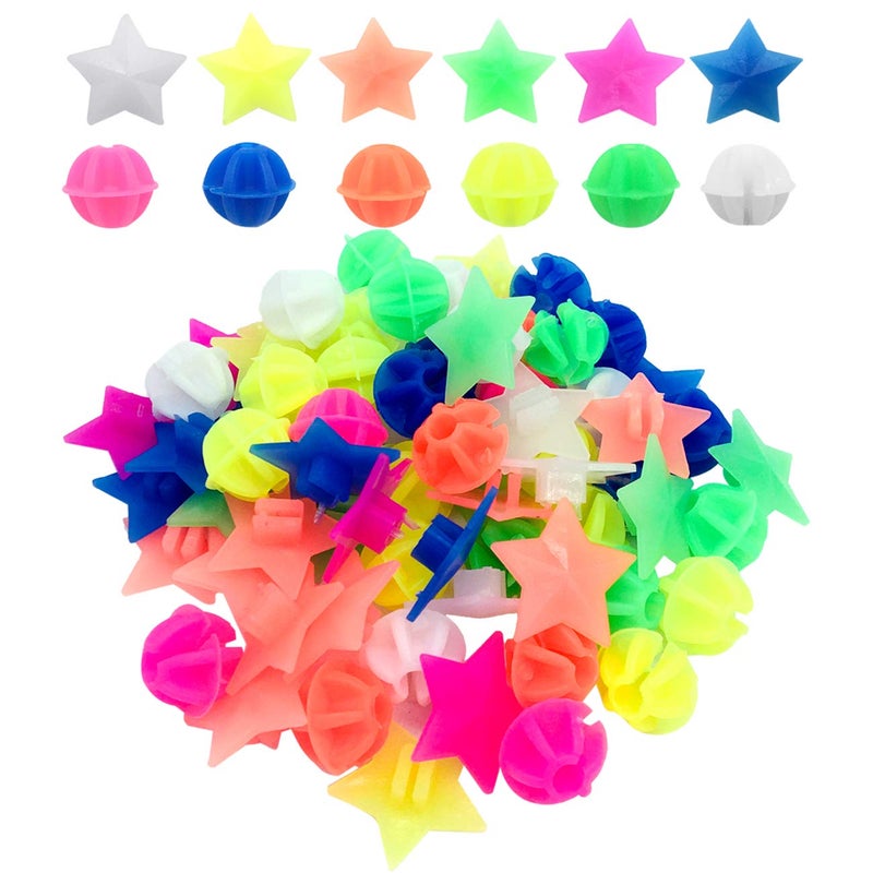 ACKLLR 72 Pieces Bike Wheel Spokes Beads, Colorful Bicycle Decoration Spoke Plastic Clip Round Decor Beads for Kids, Assorted Color and Shapes - Image 1