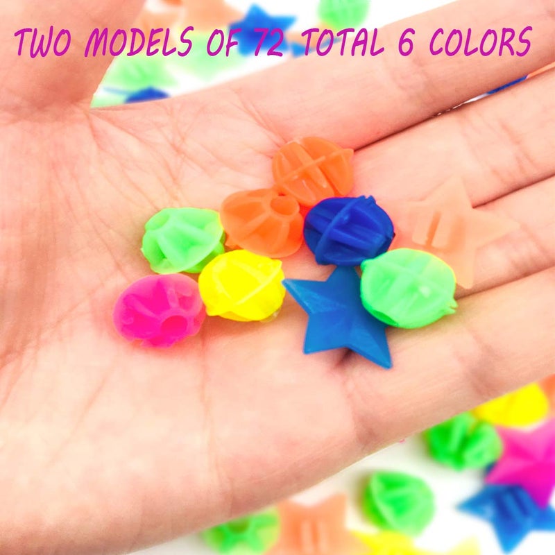ACKLLR 72 Pieces Bike Wheel Spokes Beads, Colorful Bicycle Decoration Spoke Plastic Clip Round Decor Beads for Kids, Assorted Color and Shapes - Image 3