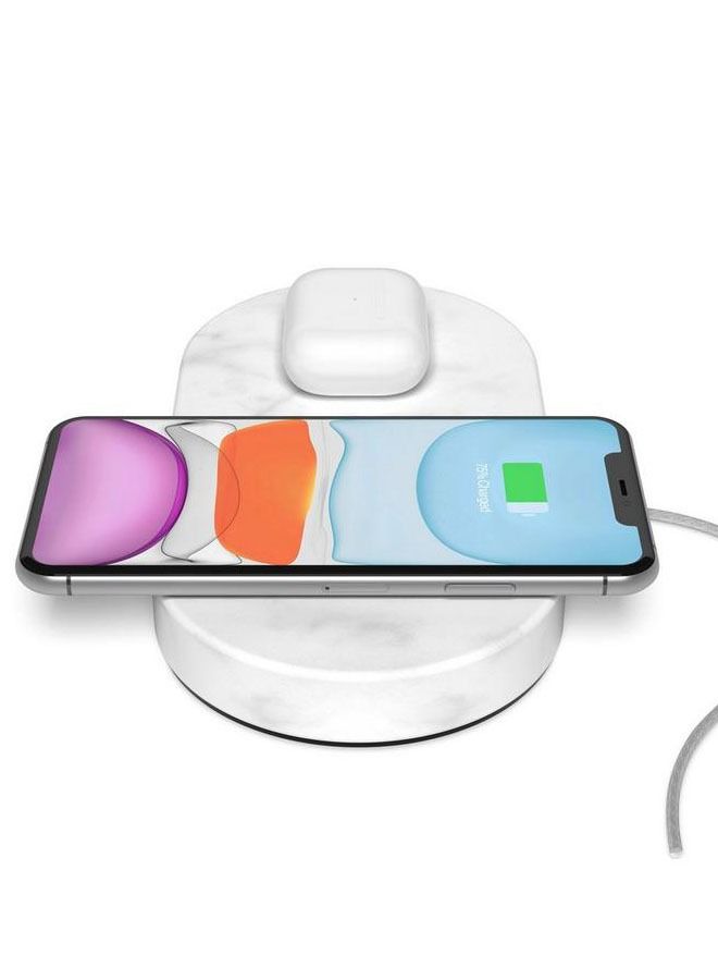 EGGTRONIC شاحن لاسلكي مزدوج من Eggtronic بتصميم رخامي أبيض - Image 3