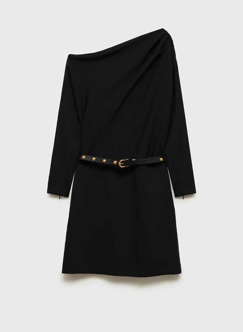 MANGO Asymmetric Black Dress