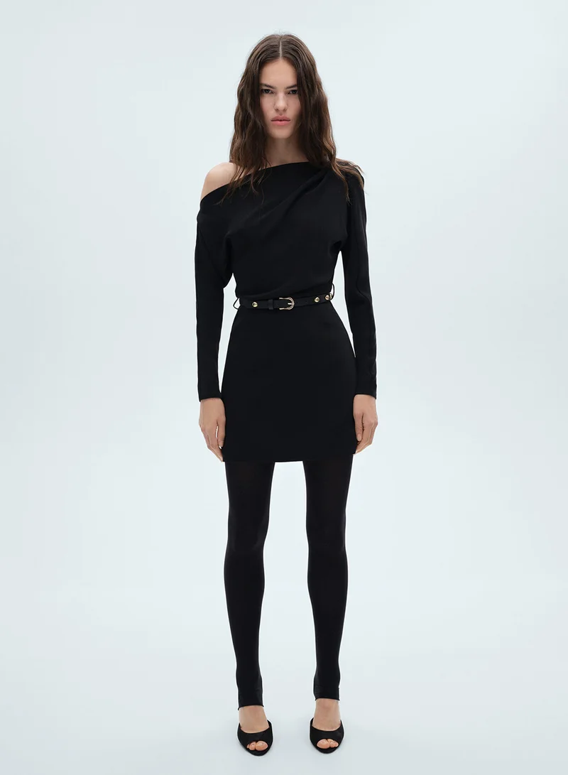 MANGO Asymmetric Black Dress