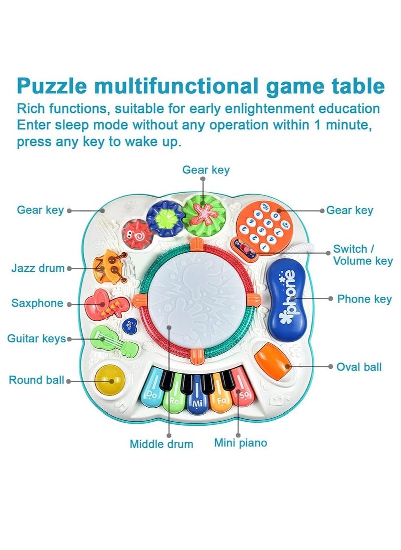 Baby Toys 6 to 12 Months, Learning Musical Table, Activity Table for 1 2 3 Years Old ( Size: 11.8 x 11.8 x 12.2 inches )