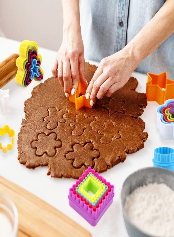 SOOKOO 32 PCS Cookie Cutter Set, Biscuit Cutter Set, Multi-size Sandwich Fondant Cake Fruit Vegetable Shapes Cutter Set (Square, Round, Star, Heart, Flower, Gingersnap) - Image 2