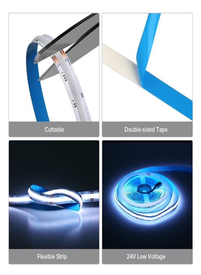 SEZO FCOB RGB LED Strip COB RGB Flexible LED Strip High Density 3M 840LEDs/M 16W/M DC24V 10mm Multicolor IP30 Non Waterproof for Bedroom Kitchen TV Party Home Decoration - Image 5