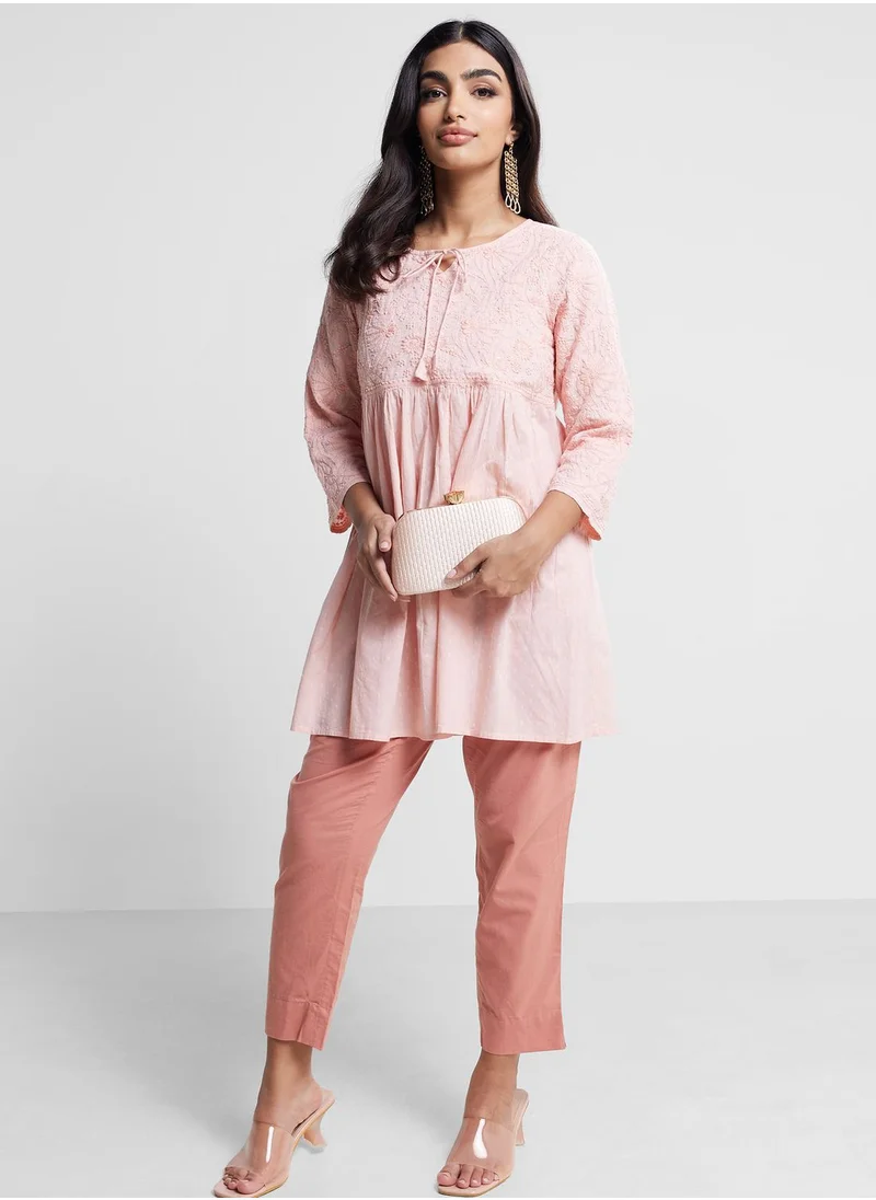 فاب انديا Drawstring Detail Embroidred Tunic