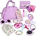 Learn2M Purple Play Purse for Little Girls Ages 36 My First Purse Toy with Handbag Makeup Set Sunglasses Smartphone Wallet Car Keys Credit Cards and Fake Money - Image 2