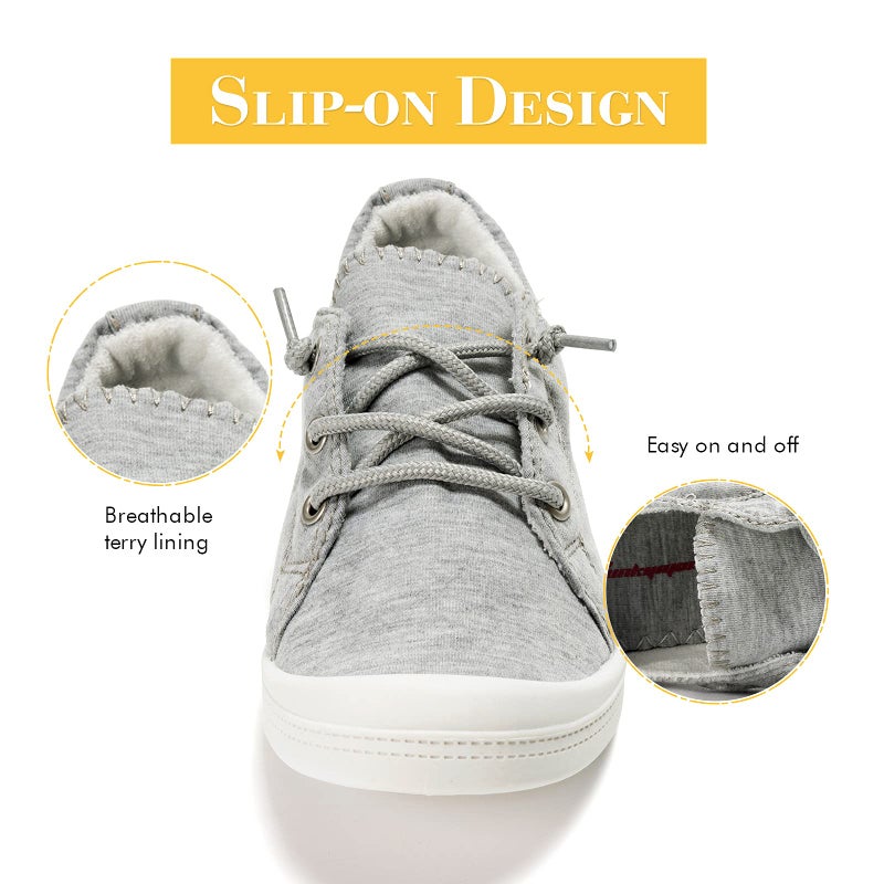 FUNKYMONKEY Women's Canvas Sneakers Flat Lace-Up Casual Shoes Lightweight Comfortable Breathable Walking Shoes for Everyday Wear (11 M US, Grey/JD) - Image 5