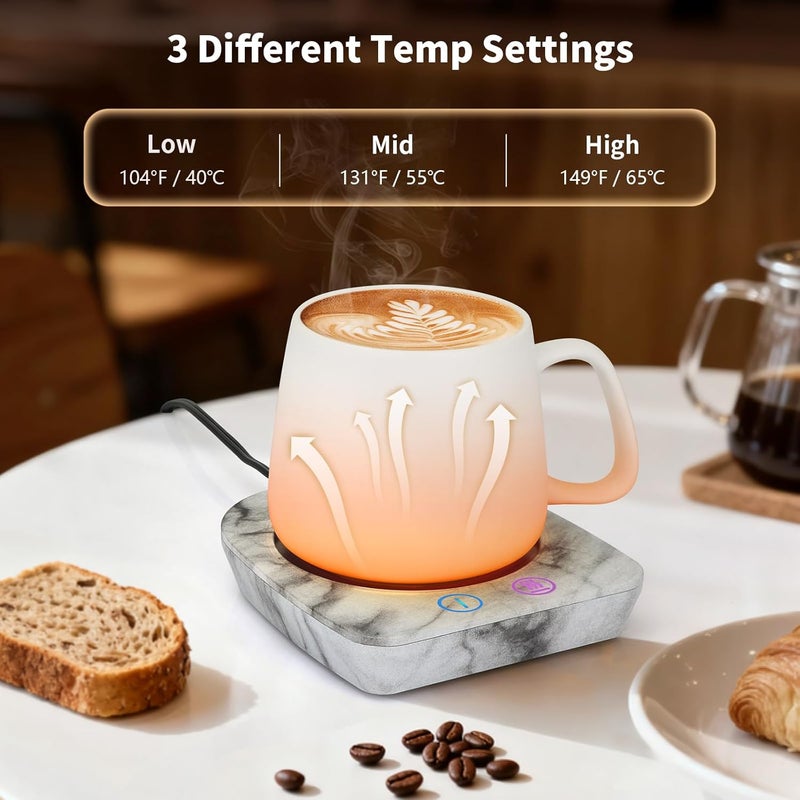 Vobaga Coffee Mug Warmer with 3-Temp Settings, Coffee Cup Warmer with Auto Shut Off, Smart Mug Warmer for Travel Office Desk Candle, Coffee Warmer for Coffee Gifts Coffee Accessories for Women Men - Image 3