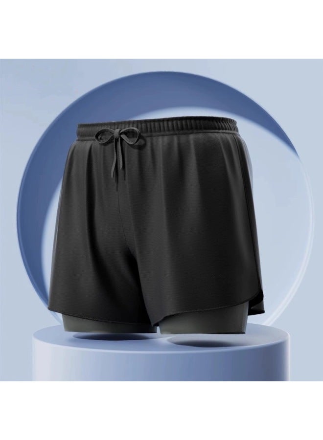 Loquat Anti-embarrassment Double-layer Swimming Trunks Printed Adult Men's Swimming Trunks Comfortable Boxers Plus Size Men's Swimming Trunks-Color:8802-5- - Image 4