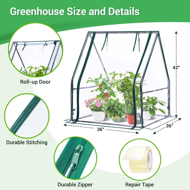 Ohuhu Mini Greenhouse for Indoor Outdoor: Ohuhu Portable Green House with Waterproof Pad for Small Plants Nursery Germination, 36"x36"x42" Light Duty Cover Tent Humidity Dome Seedling Accessory - Image 3