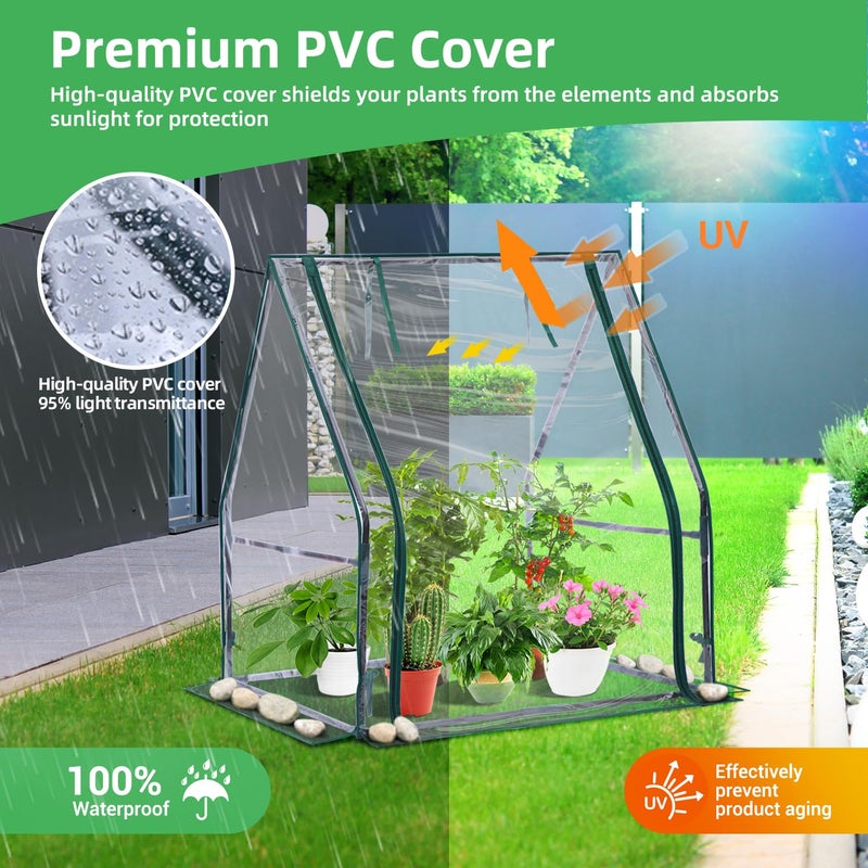 Ohuhu Mini Greenhouse for Indoor Outdoor: Ohuhu Portable Green House with Waterproof Pad for Small Plants Nursery Germination, 36"x36"x42" Light Duty Cover Tent Humidity Dome Seedling Accessory - Image 5