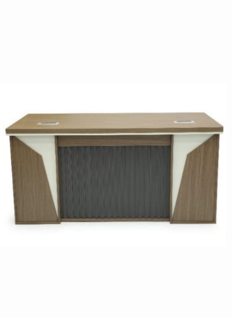 KARNAK Modern Wooden L-shaped executive Desk with Locker Drawer and Door OAK WHITE 160 Cm Right Side  - Image 2