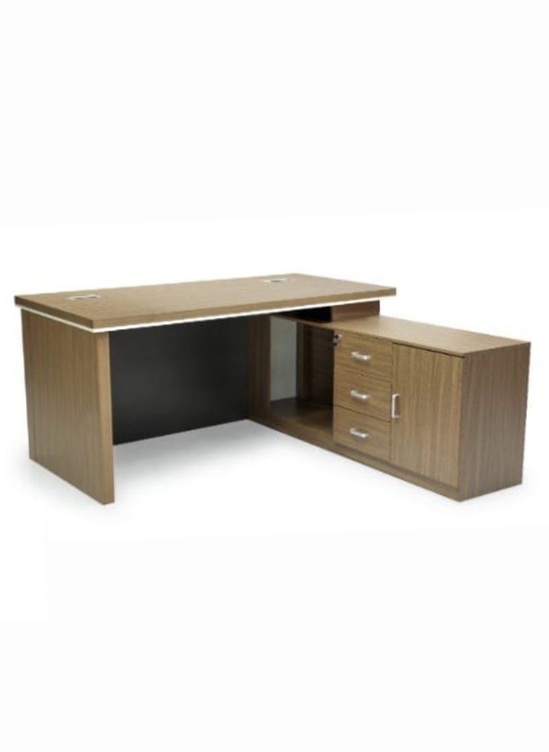 KARNAK Modern Wooden L-shaped executive Desk with Locker Drawer and Door OAK WHITE 160 Cm Right Side  - Image 3