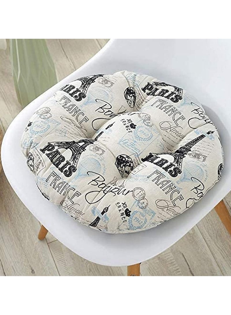Anna Comfortable Office Cotton-Linen Breathable Round Chair Cushion - Image 3