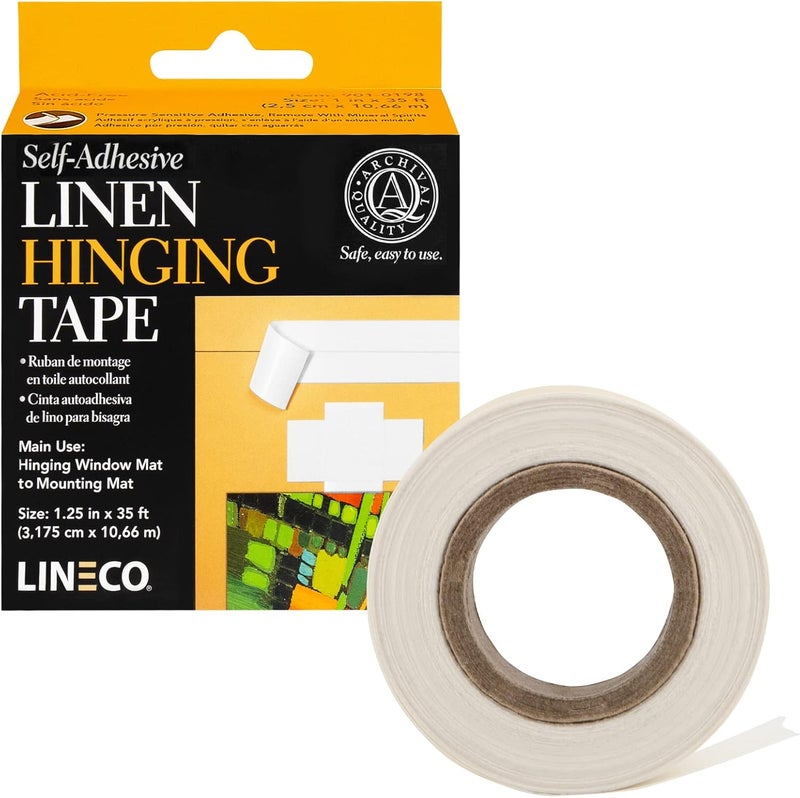 Lineco Self-Adhesive Linen Hinging Tape - 1.25" x 35' - Acid-Free for Arts and Crafts - Image 1