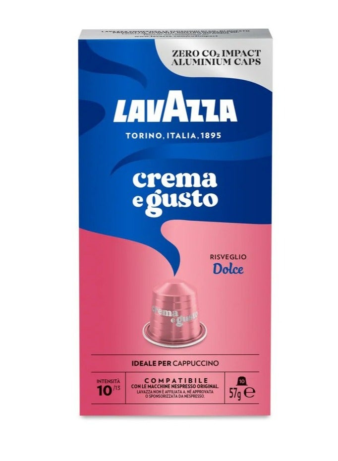 Lavazza Nespresso Compatible Crema E Gusto  Dolce 10 Coffee capsules 57g - Image 1
