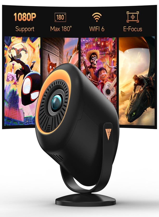 Vamvo Mini Projector with WiFi and Bluetooth, Portable Projector Native 1080P Support 4k with 180° Adjustable Stand, Max 180" Display Proyector Built-in Speakers - Image 1