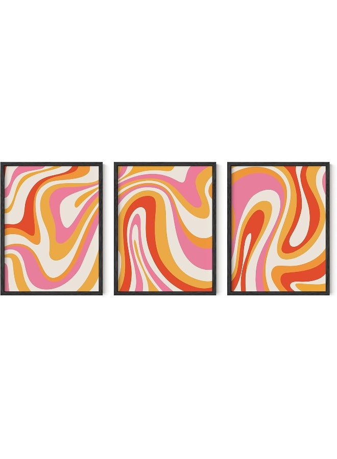 Home Trove Pink And Orange Wall Art Set Of 3 Colorful Abstract Posters, Y2K Aesthetic Prints (Unframed, 12X16) - Image 1