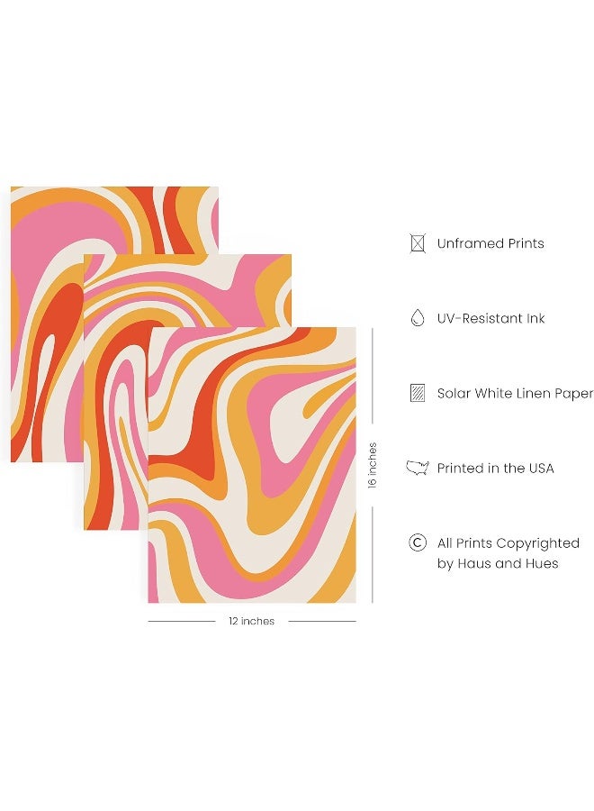 Home Trove Pink And Orange Wall Art Set Of 3 Colorful Abstract Posters, Y2K Aesthetic Prints (Unframed, 12X16) - Image 2