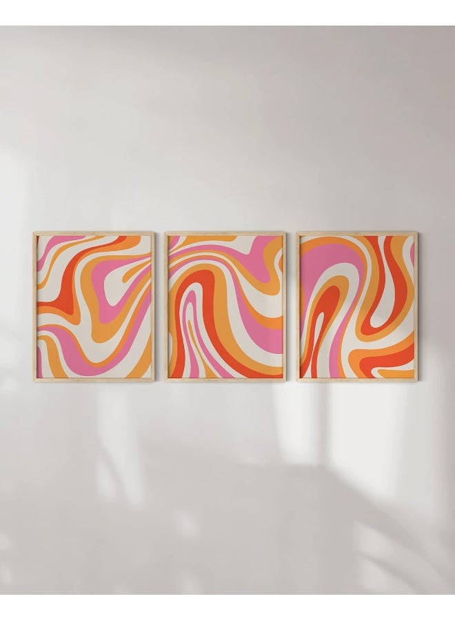 Home Trove Pink And Orange Wall Art Set Of 3 Colorful Abstract Posters, Y2K Aesthetic Prints (Unframed, 12X16) - Image 5