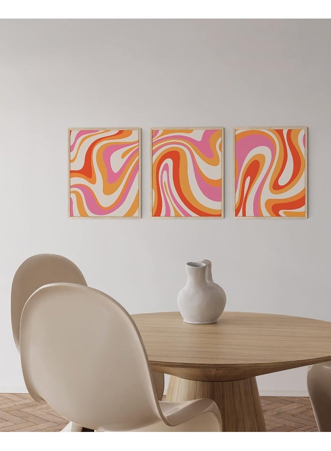 Home Trove Pink And Orange Wall Art Set Of 3 Colorful Abstract Posters, Y2K Aesthetic Prints (Unframed, 12X16) - Image 4