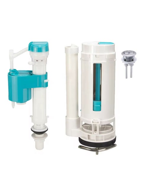 24 CM Water-Saving Plastic Dual Flush Valve, Water tank fitting, Flush Siphon 6-11"Fill Valve With Toilet Repair Kit Abs Push Chrome Plated Button For Tank Commode Fixed Together Commode Cistern Fitting