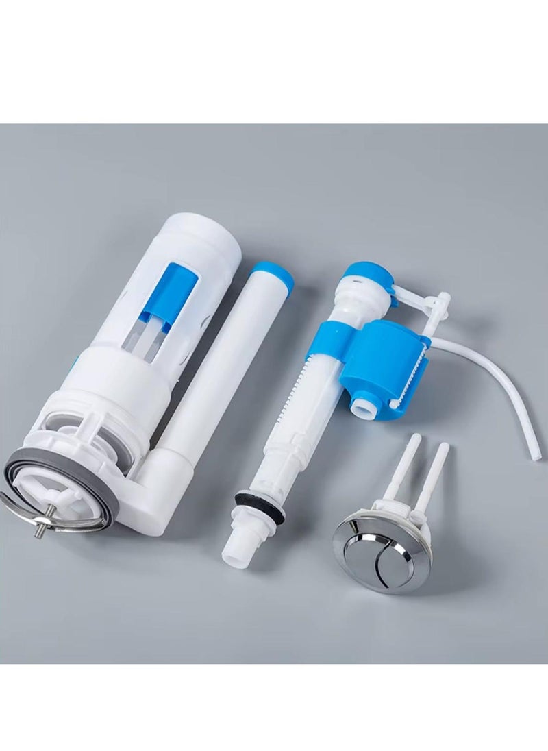 Kana - 24 CM Water-Saving Plastic Dual Flush Valve, Water tank fitting, Flush Siphon 6-11"Fill Valve With Toilet Repair Kit Abs Push Chrome Plated Button For Tank Commode Fixed Together Commode Cistern Fitting - Image 1