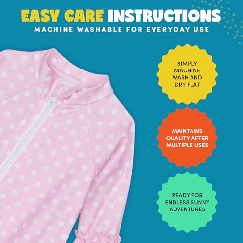 SwimZip Baby Girl Long Sleeve Sunsuit with UPF 50+,Sassy Surfer Pink Dots,12-18 Months - Image 3