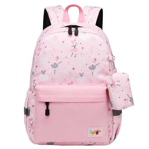 mygreen Backpack for Kids Girls Preschool Backpack Kindergarten BookBag School Backpack with Chest Strap Dancing Girl Pink - Image 1
