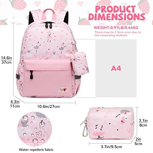 mygreen Backpack for Kids Girls Preschool Backpack Kindergarten BookBag School Backpack with Chest Strap Dancing Girl Pink - Image 2