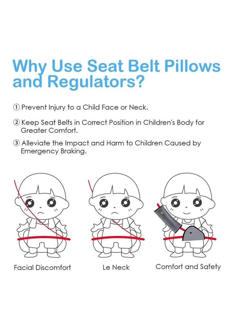 SYOSI Seat Belt Adjuster and Seatbelt Pillow for Kids Travel, Neck Support Headrest Cover Child,Car Strap Cushion Pads Children Baby Adult - Image 5