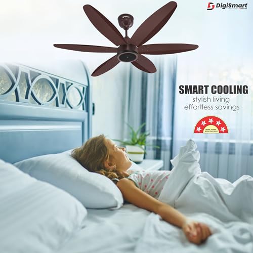 DIGISMART Aeros Hexa Premium series 1200 MM BLDC Motor Fan (28 W) 5 Star Rated|Remote| 6 Blade High Speed Motor Ceiling Fan come with 5 Years warranty (Smoke Brown) | Pack of 1 - Image 3