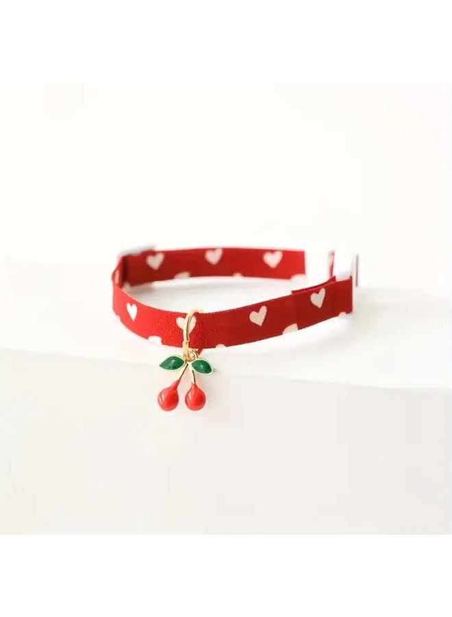Red Cherry Pendant Pet Collar for Cats and Dogs Size S - Image 2