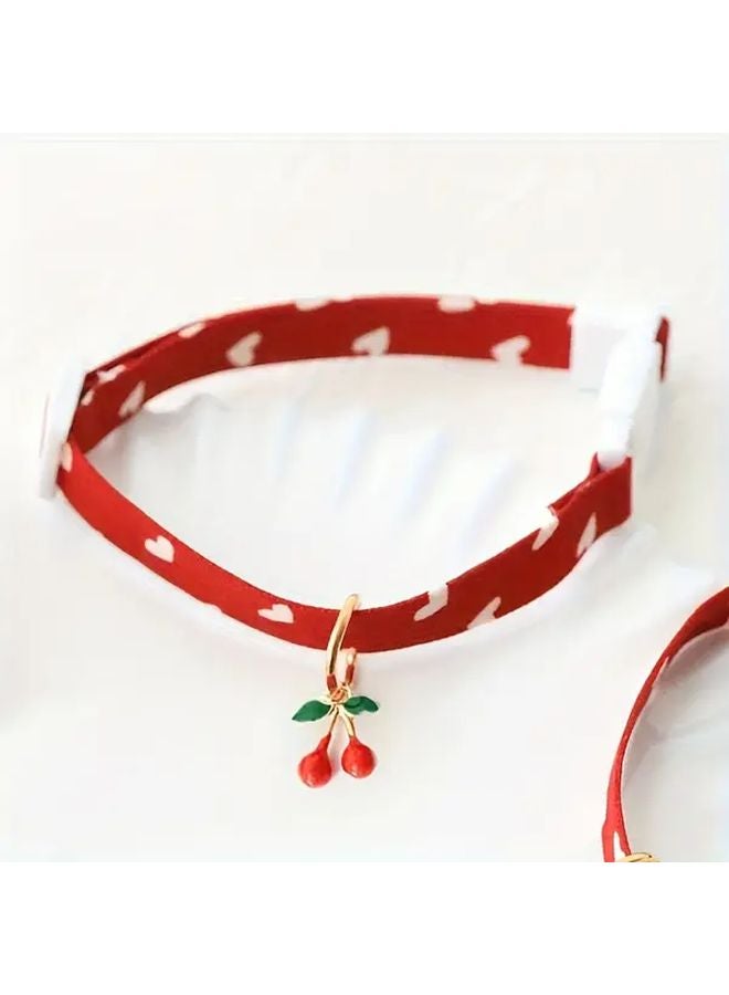 Red Cherry Pendant Pet Collar for Cats and Dogs Size S - Image 1
